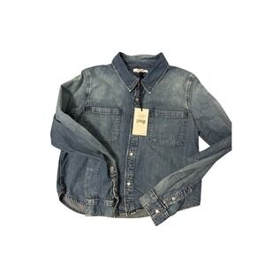 RE/DONE Slim Denim Shirt Worn Down Blue Button Down 127-01WSLMSHT L NEW